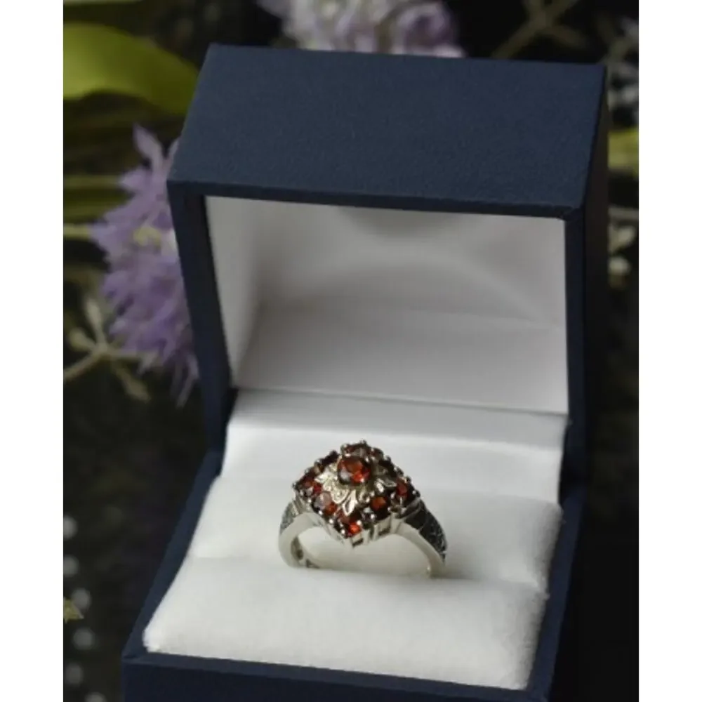 925 Sterling Silver Almandine Ring Size 5